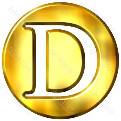3D Golden Letter D