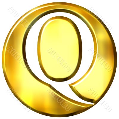 3D Golden Letter Q