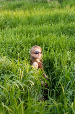 The child in a grass