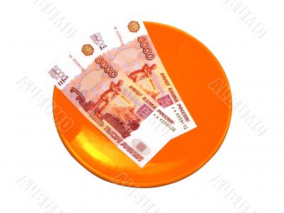 Plate with russian money