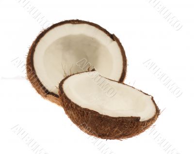 Closeup of cracked coconut