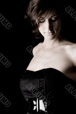 Long lady in black dress