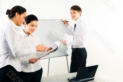 In the office