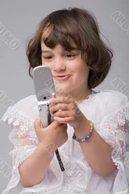 cute girl with mobile phone