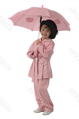 pink girl with umbrella