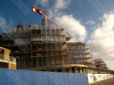 Construction site and scaffolding