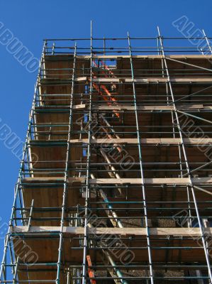 Construction site and scaffolding