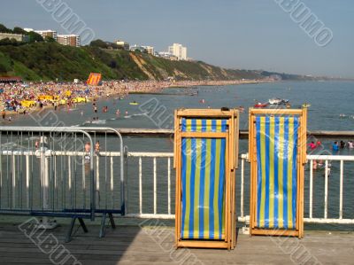 Two leaning deckchairs
