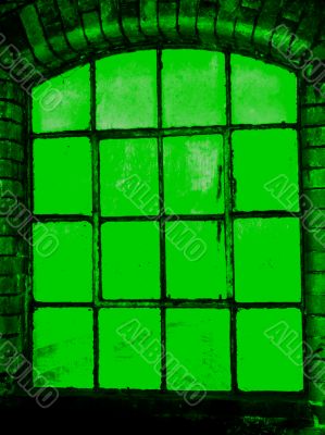 Old window rendered in green