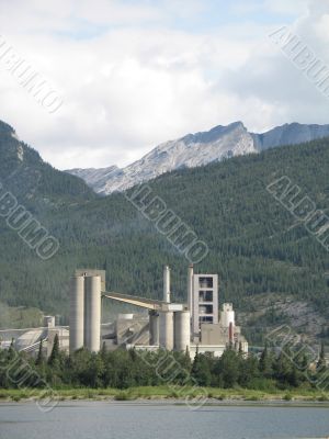 factory at the foot of the mountain