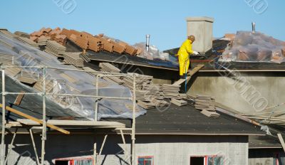 Construction Worker Pressure Washes