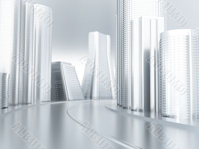 Road and skyscrapers