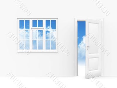 windows and opened to sky door