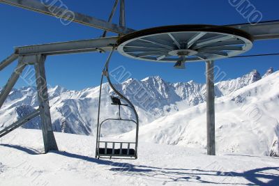 Empty ski gondola