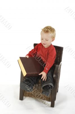 Little boy is reading