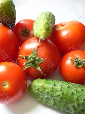 Tomatoes and cucumbers