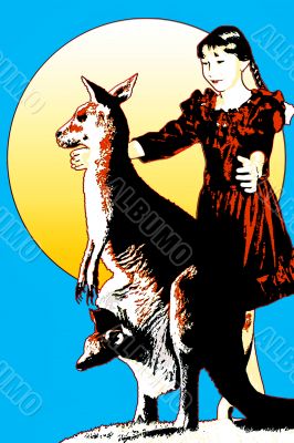 girl and kangaroos