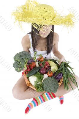 teenager with vegetable