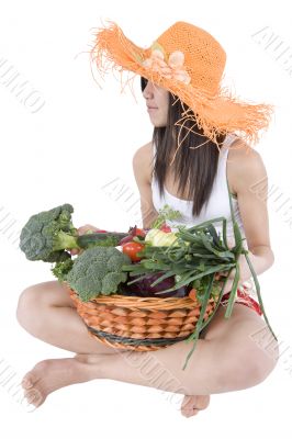 teenager with vegetable