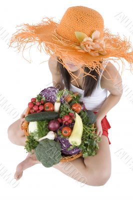teenager with vegetable