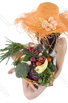 teenager with vegetable