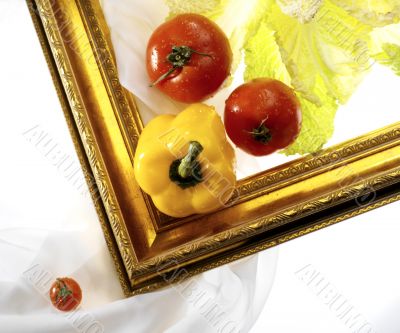 vegetable in the golden frame