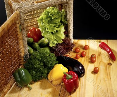 vegetables with basket