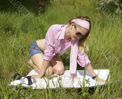 Beautiful girl and map