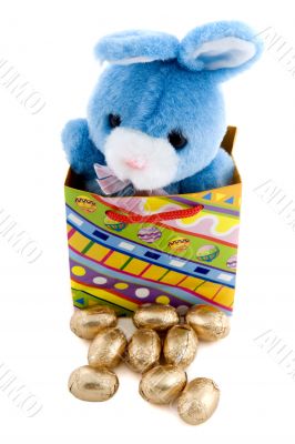 Blue plush Easter rabbit