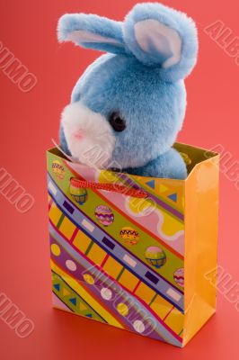 Blue plush Easter rabbit