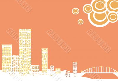orange background with city