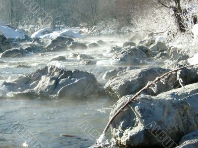  icy river in winter
