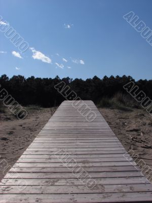 Footbridge and beach