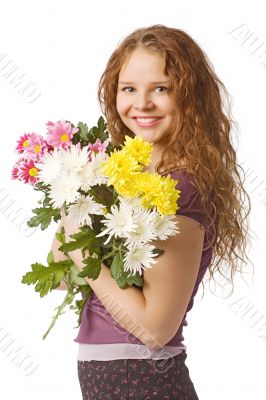 girl with flowers