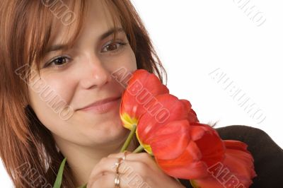 woman with tulips