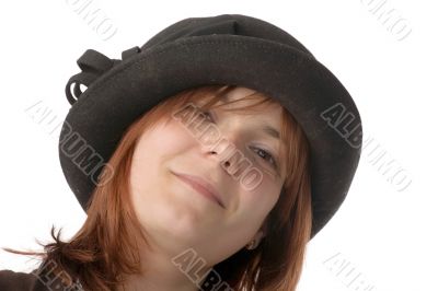 smiling woman in hat