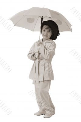 pink girl with umbrella