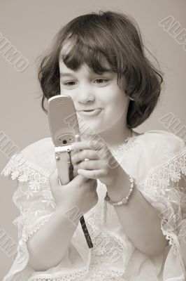 cute girl with mobile phone