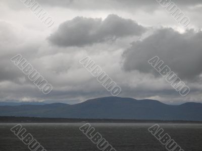 dark ocean and mountain view