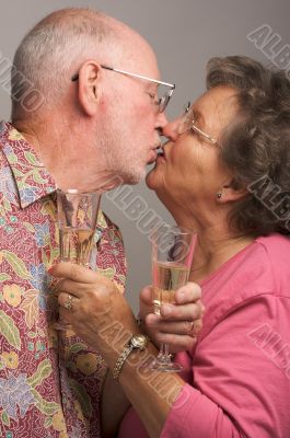 Happy Senior Couple Kissing
