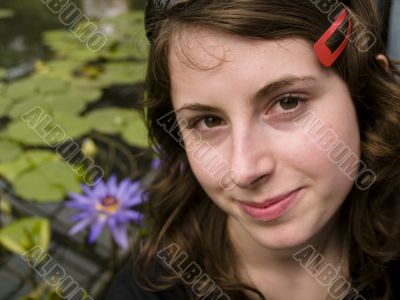 Girl and lily flower