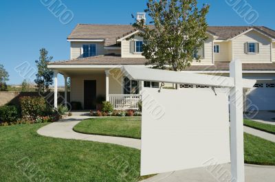 Blank Real Estate Sign & New Home