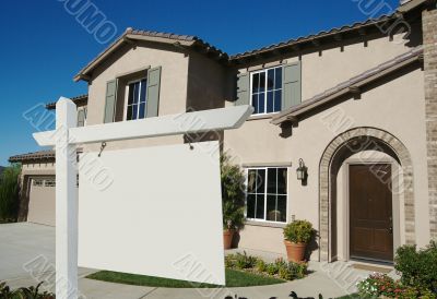 Blank Real Estate Sign & New Home