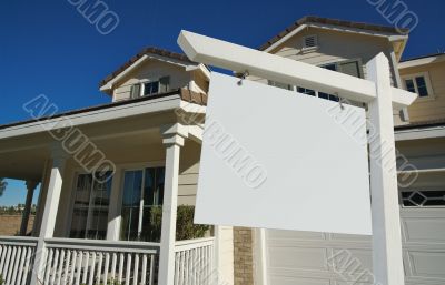 Blank Real Estate Sign & New Home