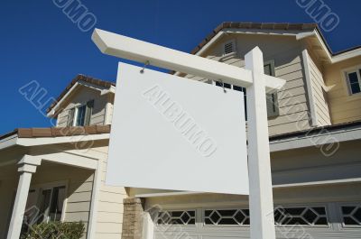 Blank Real Estate Sign & New Home