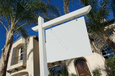 Blank Real Estate Sign & New Home