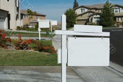 Blank Real Estate Sign & New Home