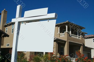Blank Real Estate Sign & New Home