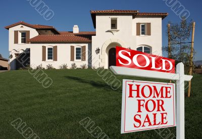 Sold Home For Sale Sign & New House