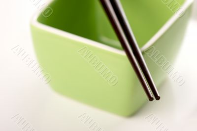 Chopsticks & Green Bowl